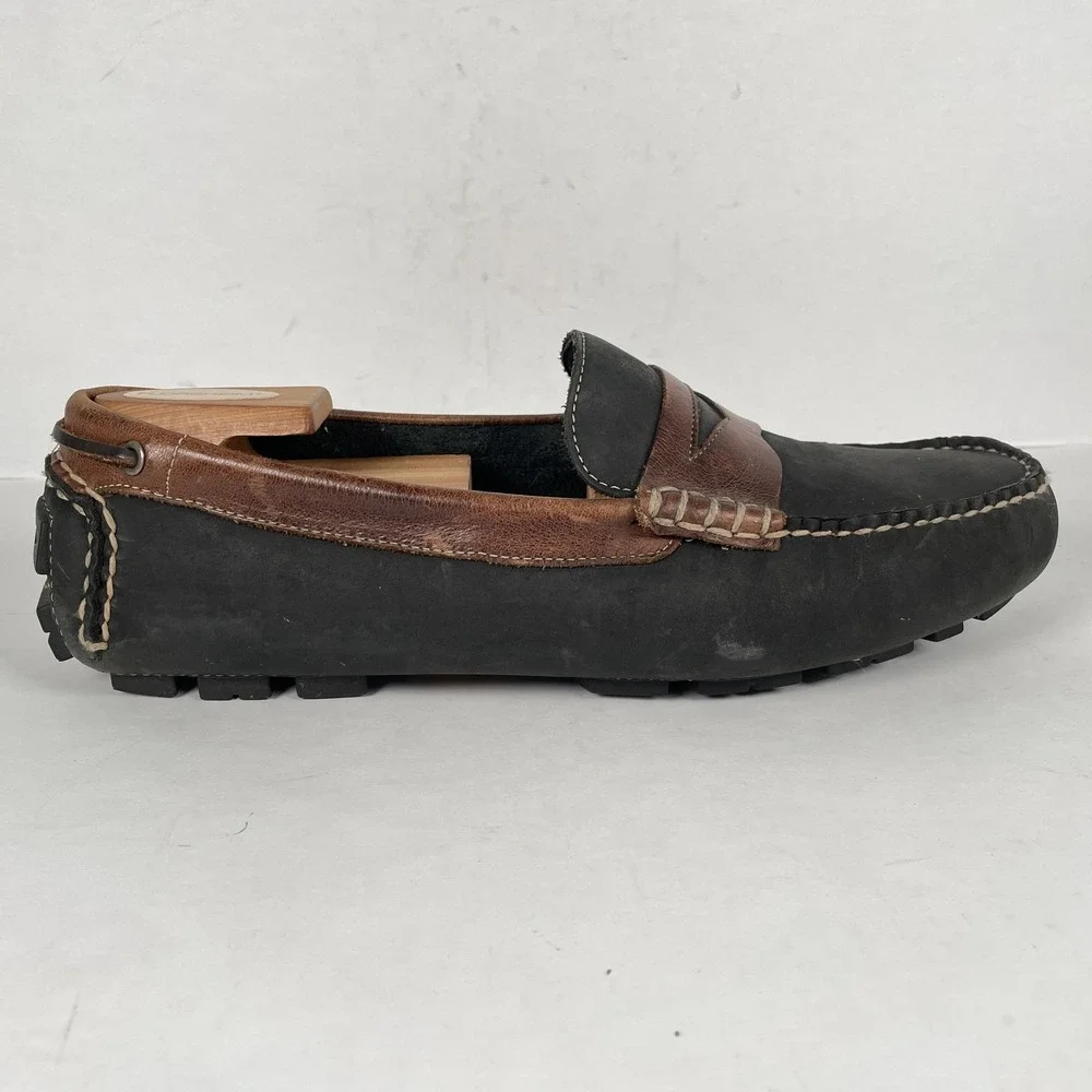Bass Mike Driving Penny Loafers Mens Size 10 M Black Leather Slip On Moc Shoes